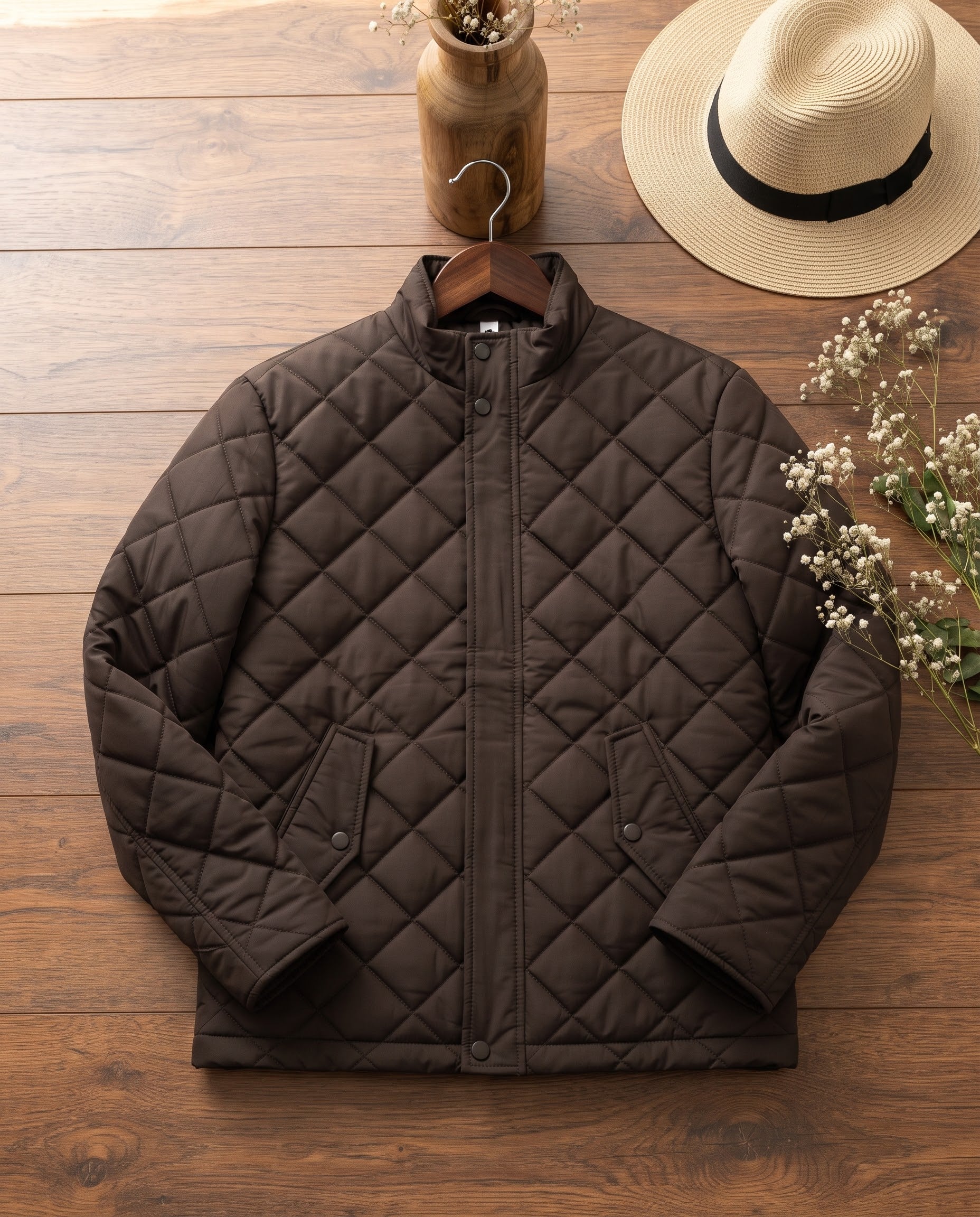 Woman Diamond Cut Jacket-Brown