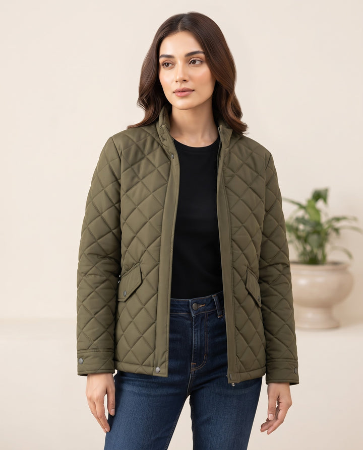 Woman Diamond Cut Jacket- Commando Green