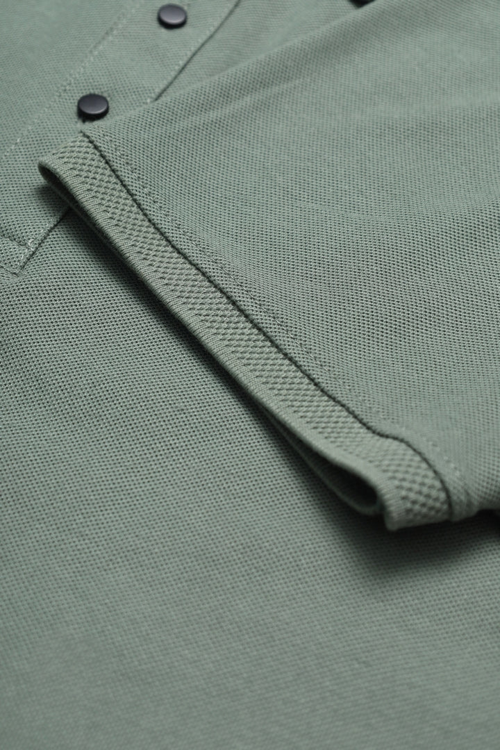 Button & Threads Men's Light Olive Green Executive Collar Shirt - button & threads