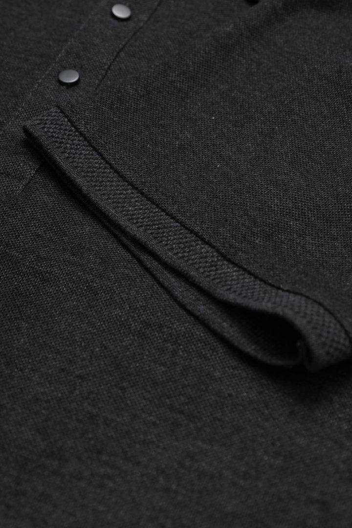 Button & Threads Men's Charcoal Grey Executive Collar Shirt - button & threads