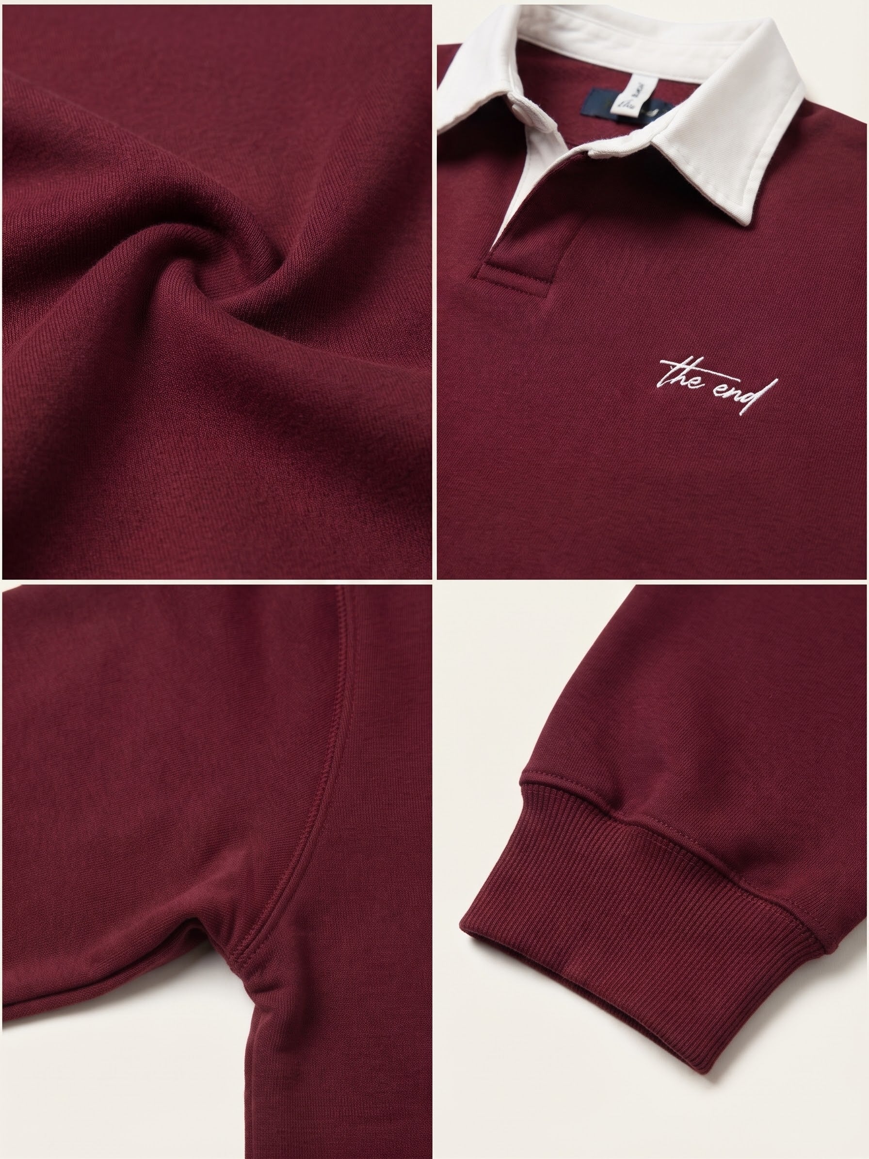 Men's White Collar Sweat Shirts-Mehroon