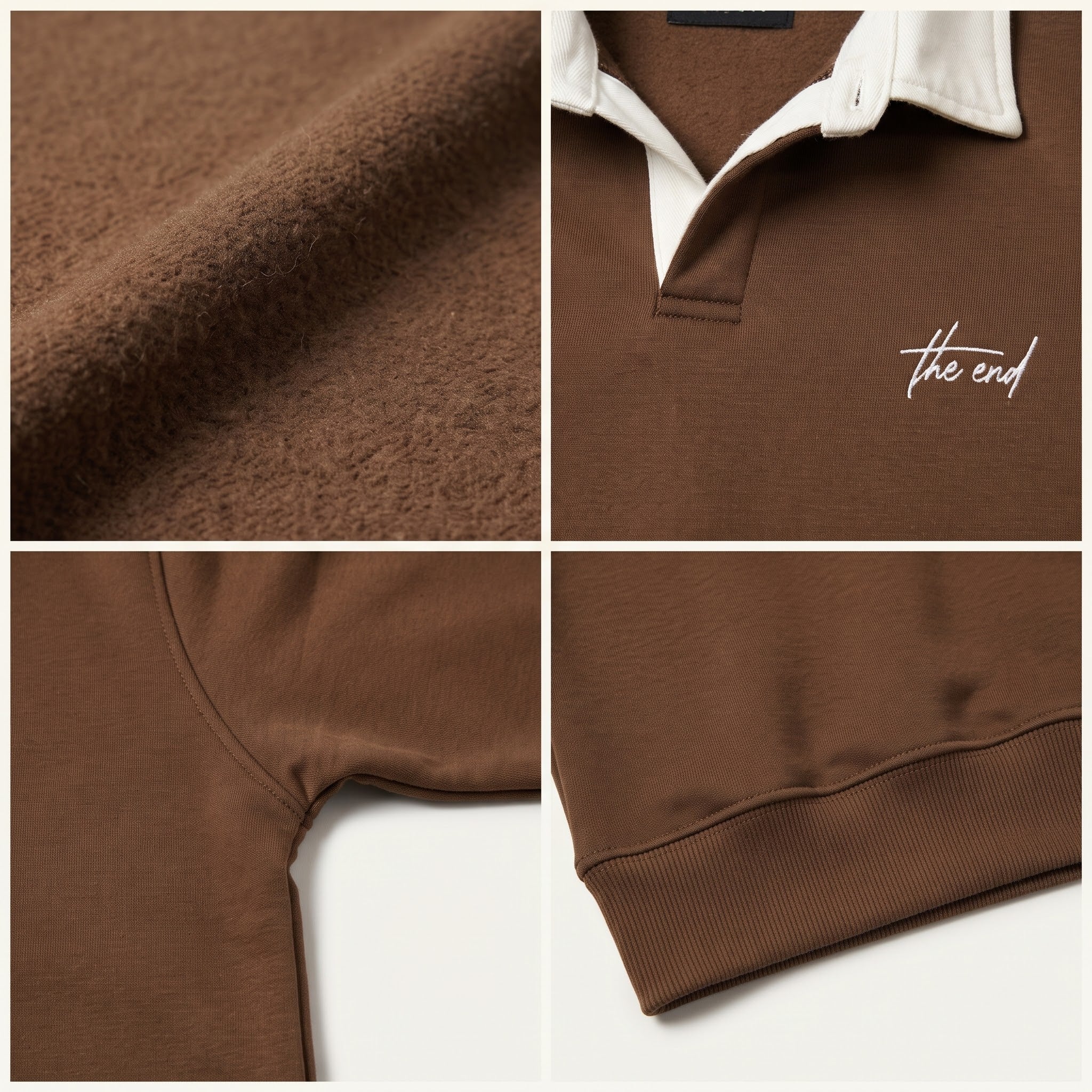 Men's White Collar Sweat Shirts-Chocolate