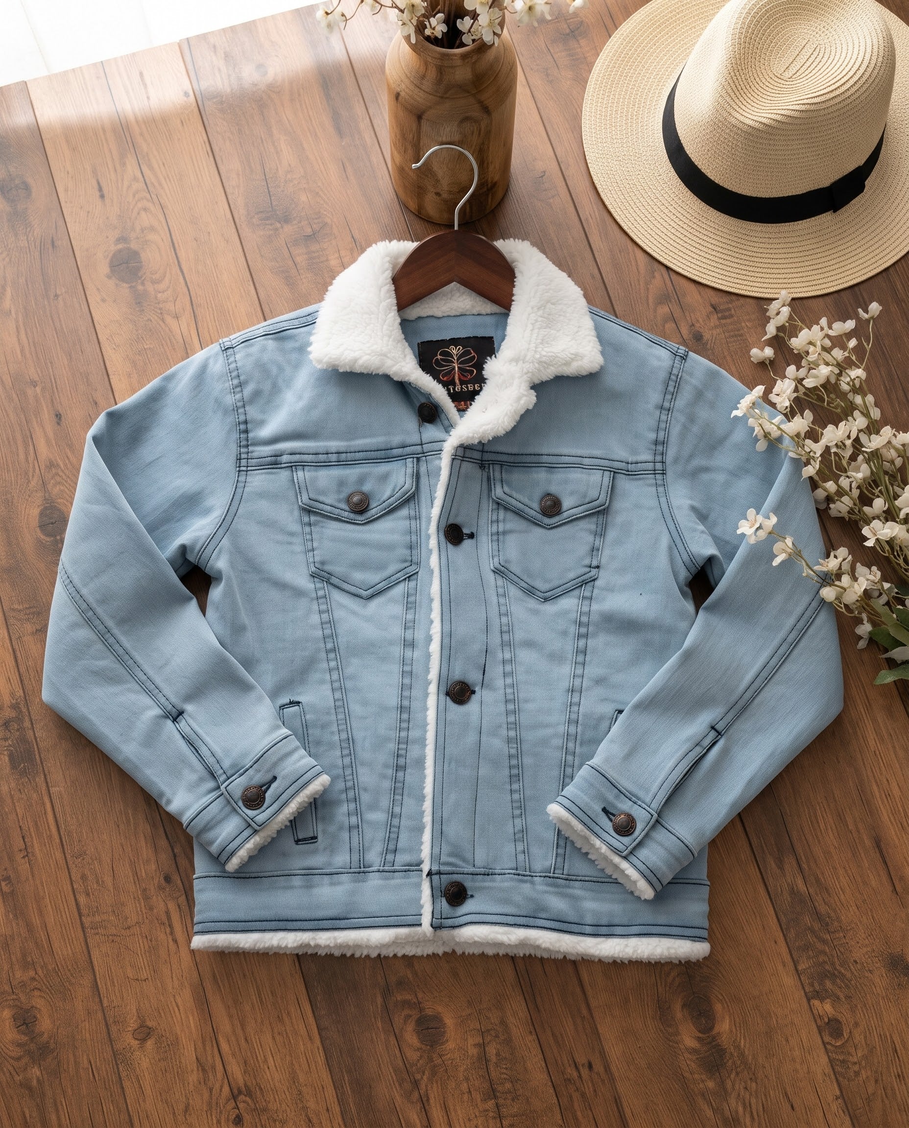 Boys/Girls Plain Denim Jacket-Ice Blue