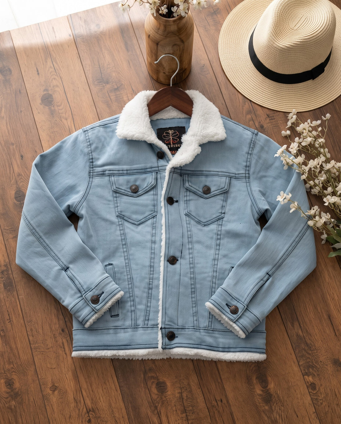 Boys/Girls Plain Denim Jacket-Ice Blue