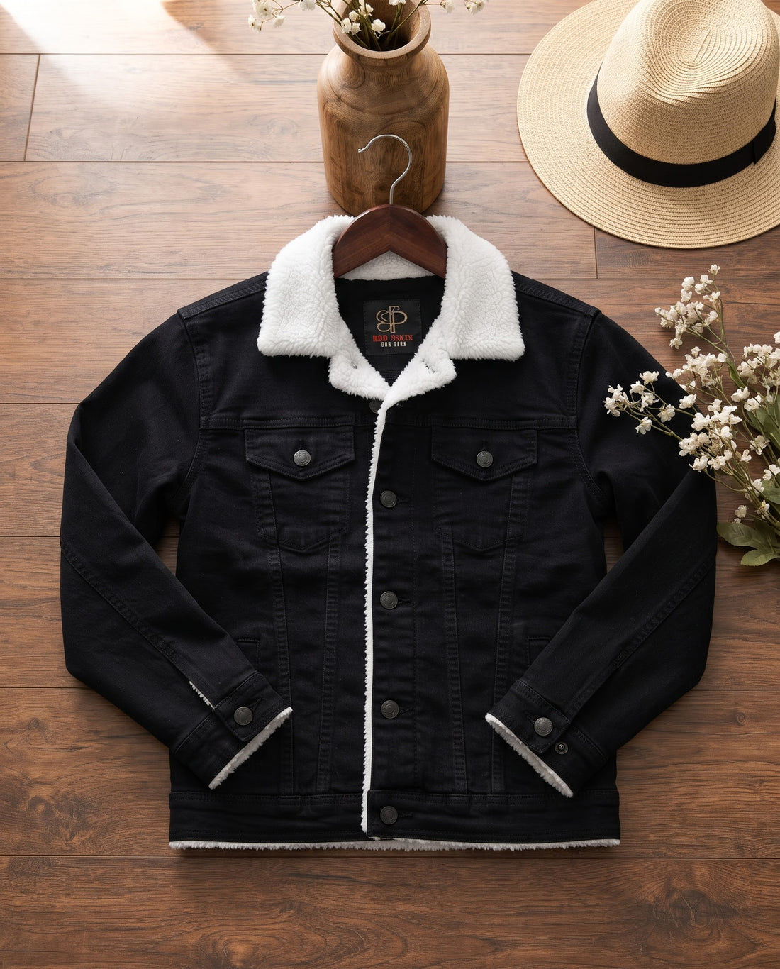 Boys/Girls Plain Denim Jacket-Jet Black