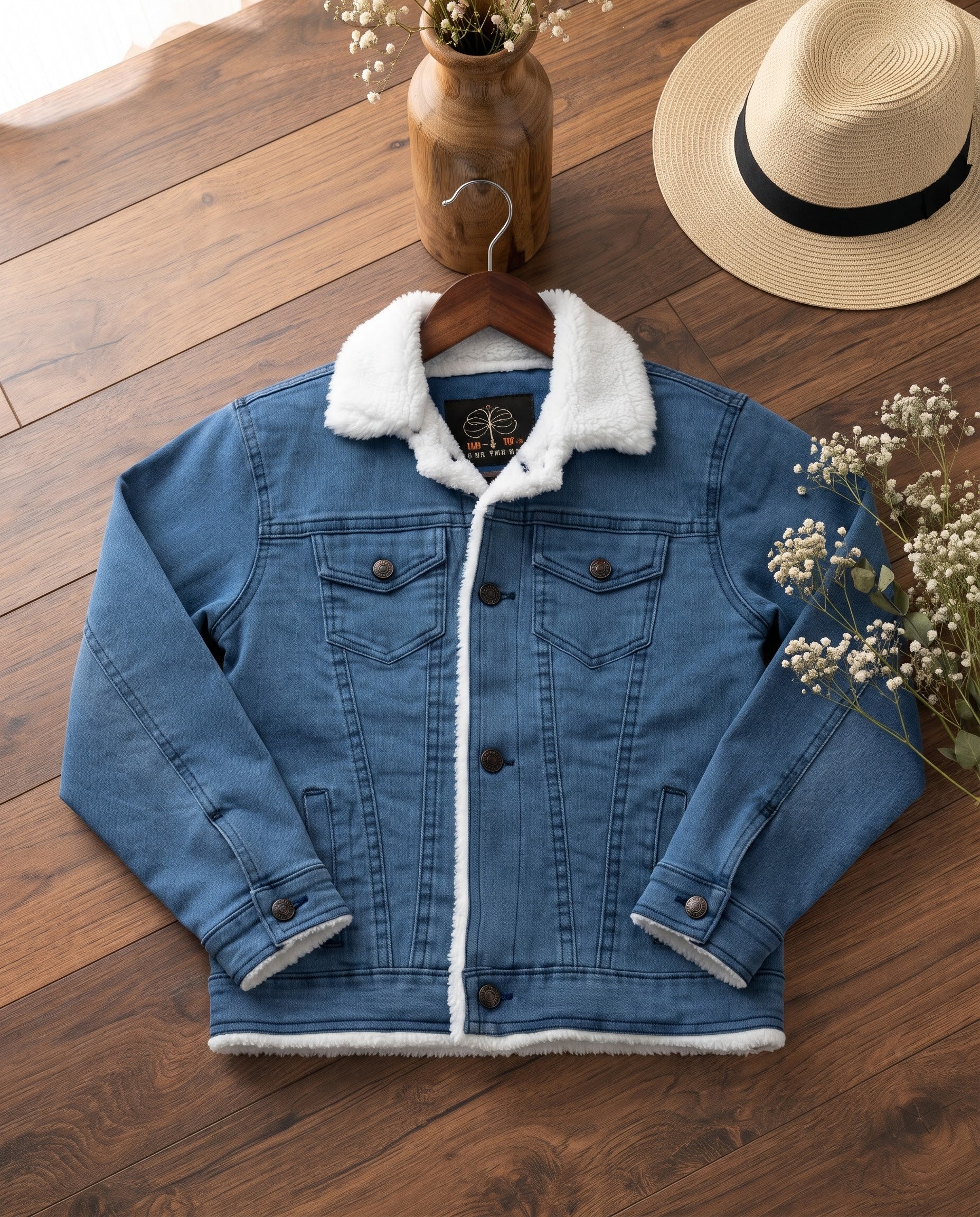 Boys/Girls Plain Denim Jacket-MId Blue