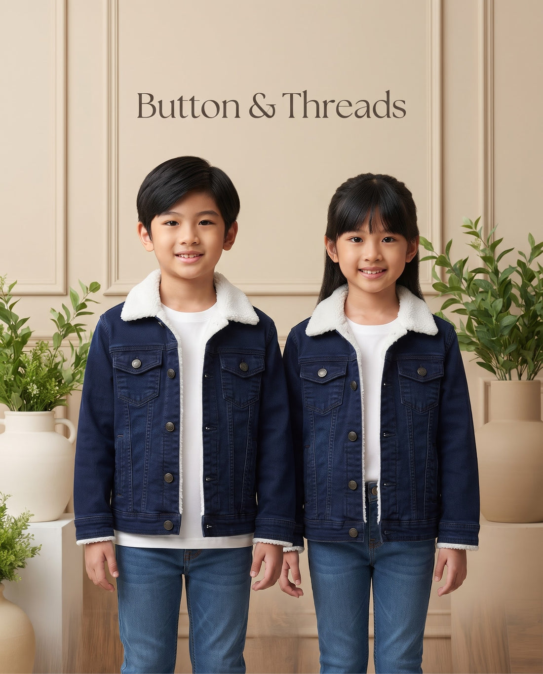 Boys/Girls Plain Denim Jacket-Navy Blue
