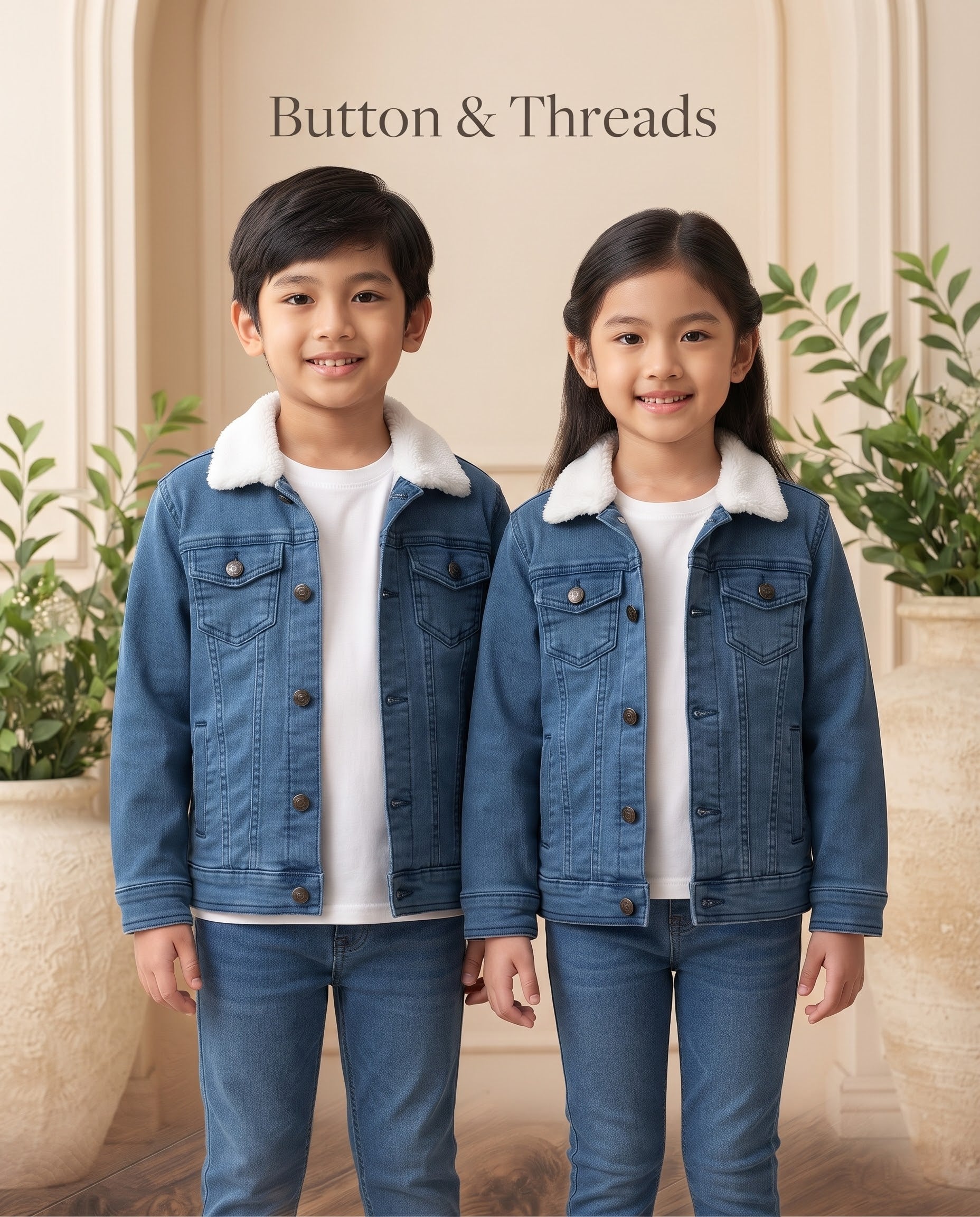 Boys/Girls Plain Denim Jacket-MId Blue