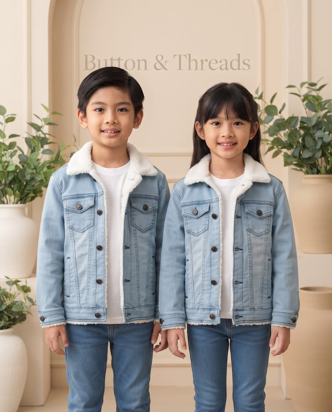 Boys/Girls Plain Denim Jacket-Ice Blue