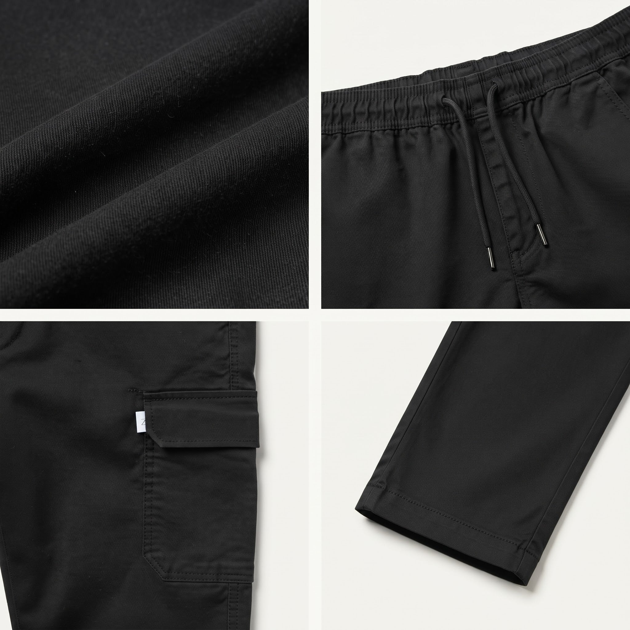 Men's Cotton Cargo Trousers-Jet Black
