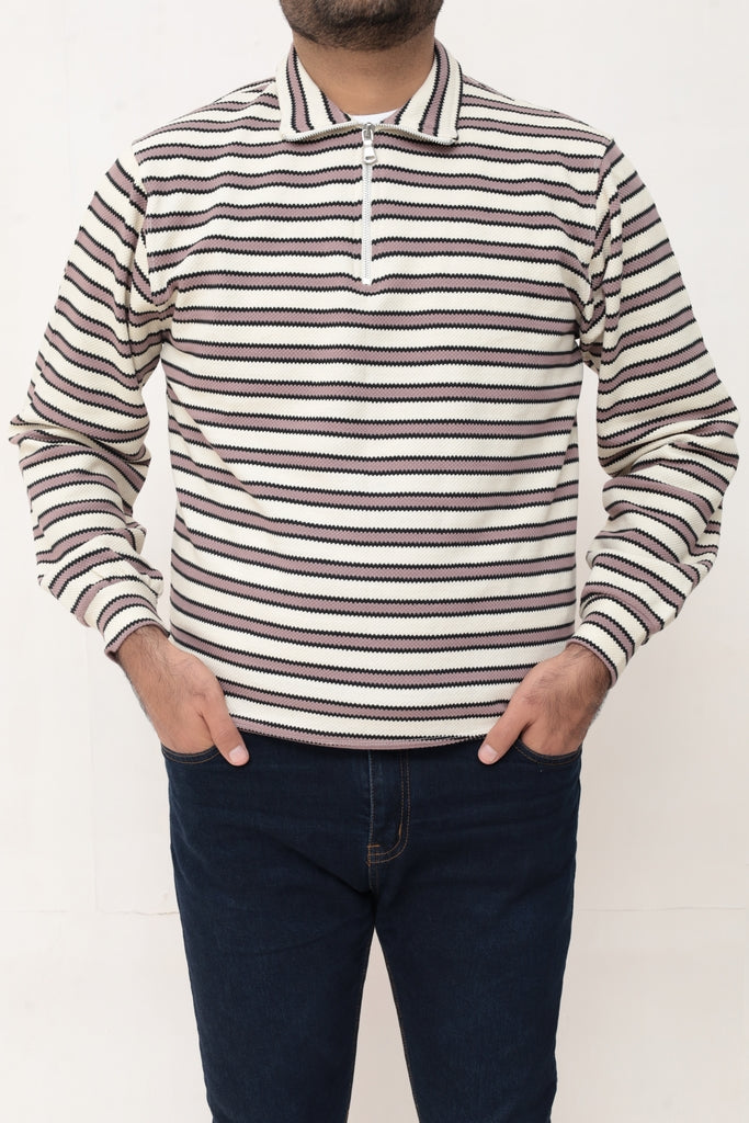 Old Money Men's Zipped Peach Boarder Stripes - button & threads