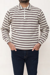 Old Money Men's Zipped Peach Boarder Stripes