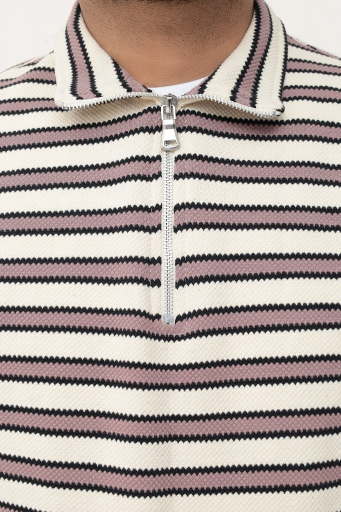Old Money Men's Zipped Peach Boarder Stripes - button & threads