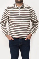 Old Money Men's Zipped Brown Boarder Stripes