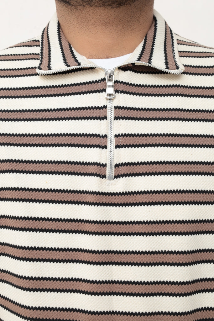 Old Money Men's Zipped Brown Boarder Stripes - button & threads