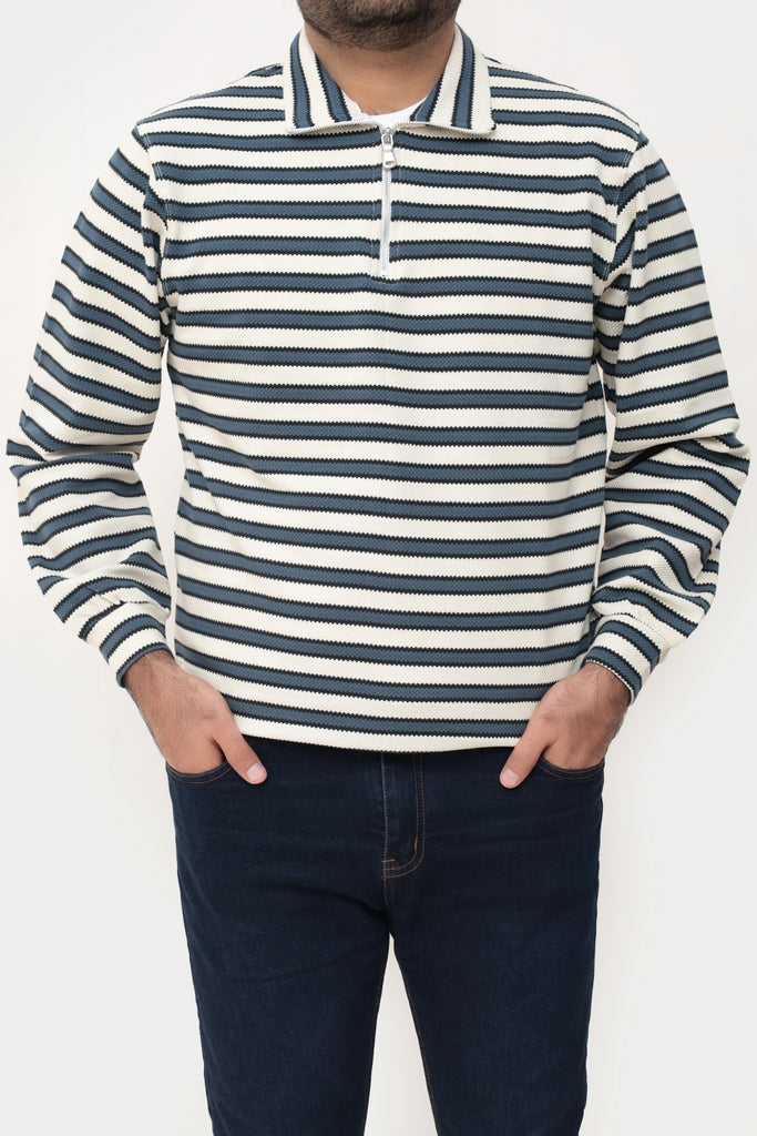 Old Money Men's Zipped Zinc Boarder Stripes - button & threads