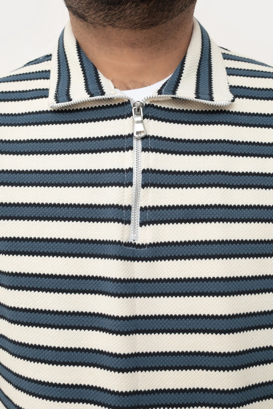 Old Money Men's Zipped Zinc Boarder Stripes