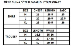 Men China Cotrai Safari Suit- Dark Olive Green-Pattren - button & threads