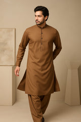 Men’s Embrioded Shalwar Qameez- Black-BC1028 - button & threads
