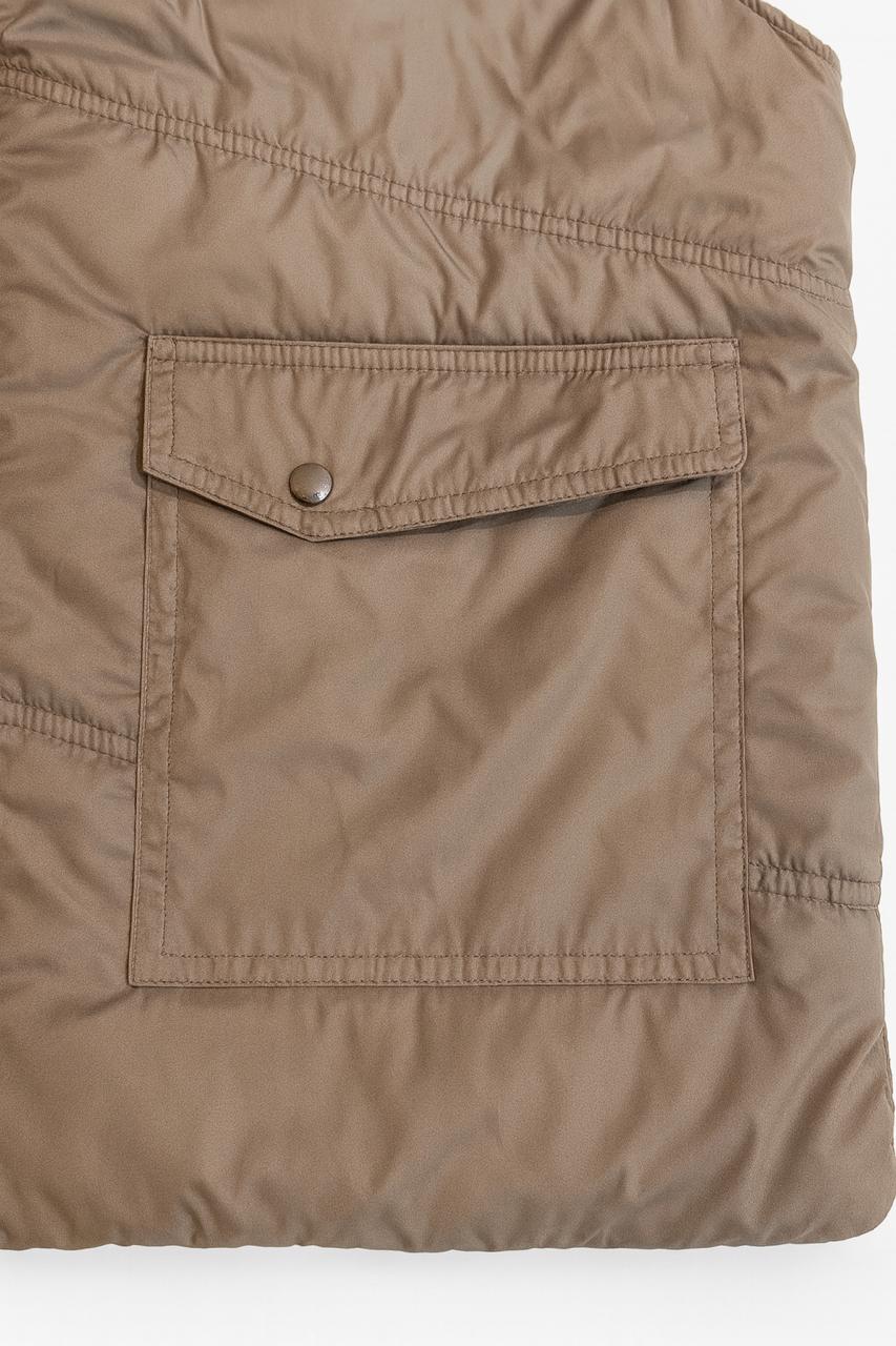 Button & Threads™ Sleeves Less Brown Double Pocket Puffer Jacket - button & threads