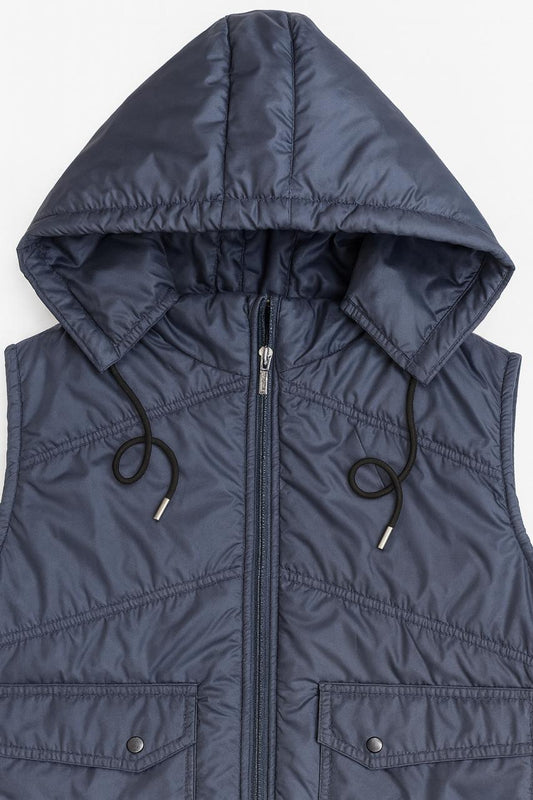 Button & Threads™ Sleeves Less Navy Blue Double Pocket Puffer Jacket - button & threads