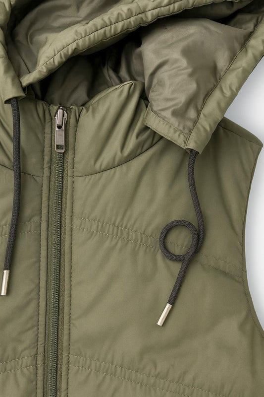 Button & Threads™ Sleeves Less Commando Double Pocket Puffer Jacket