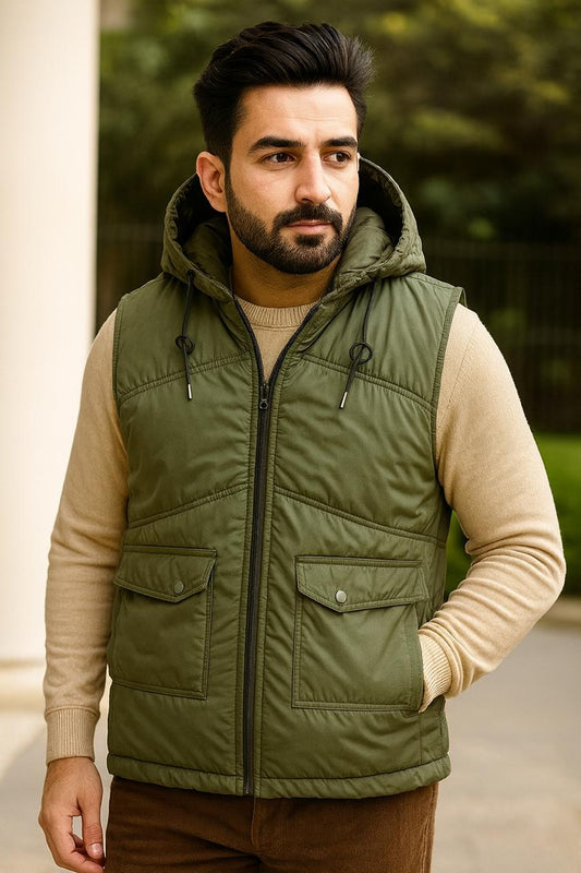 Button & Threads™ Sleeves Less Commando Double Pocket Puffer Jacket