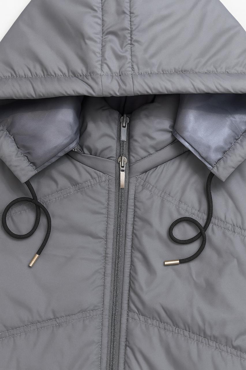 Button & Threads™ Sleeves Less Grey Double Pocket Puffer Jacket - button & threads