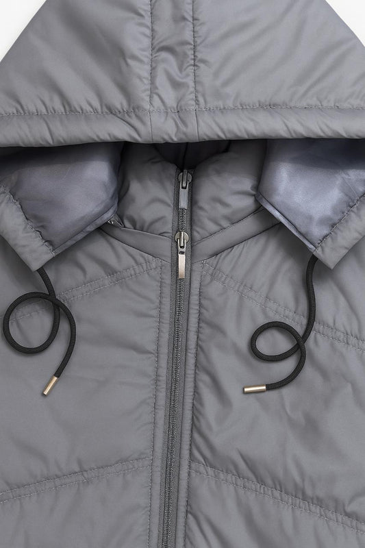 Button & Threads™ Sleeves Less Grey Double Pocket Puffer Jacket