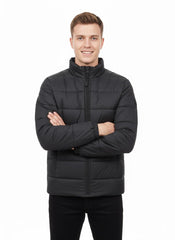 Men's Jet Black Premium Full Sleeves Puffer Jacket - button & threads