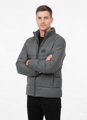 Men's Grey Premium Full Sleeves Puffer Jacket - button & threads