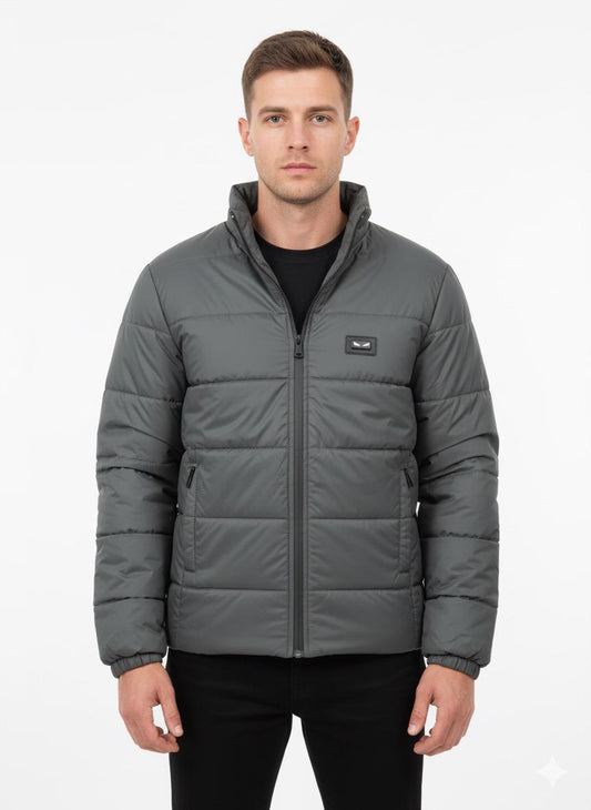 Men's Grey Premium Full Sleeves Puffer Jacket - button & threads