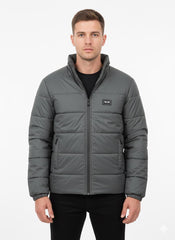 Men's Grey Premium Full Sleeves Puffer Jacket - button & threads