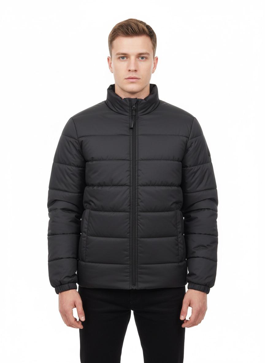 Men's Jet Black Premium Full Sleeves Puffer Jacket - button & threads