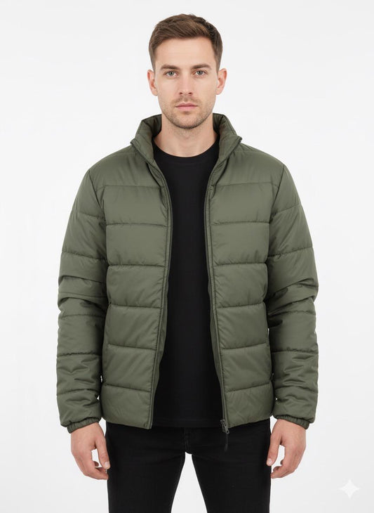 Men's Commando Green Premium Full Sleeves Puffer Jacket