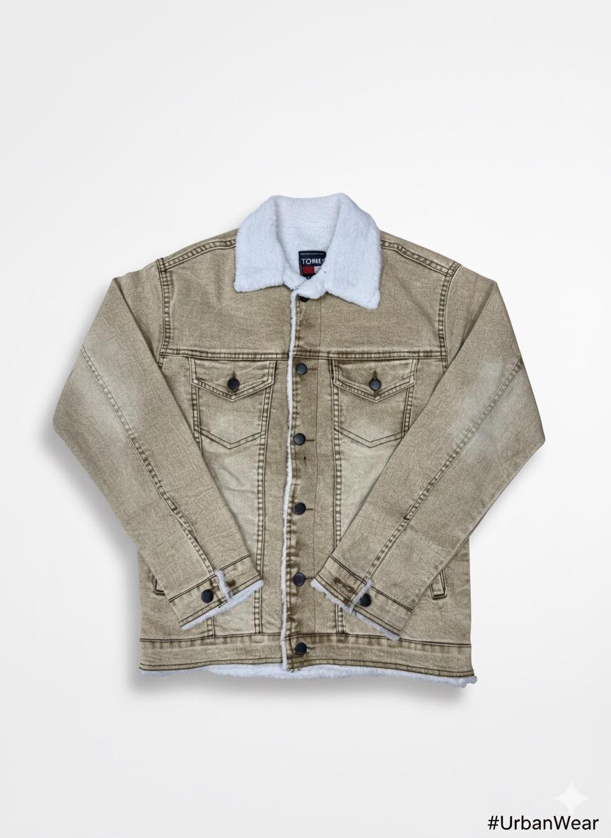 Denim Premium Light Brown Furr Jacket - button & threads