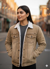 Denim Premium Light Brown Furr Jacket