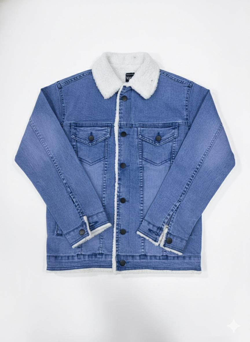 Denim Premium Ice Blue Furr Jacket - button & threads