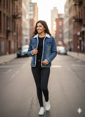 Denim Premium Navy Blue Furr Jacket