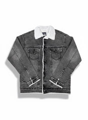 Denim Premium Black Furr Jacket