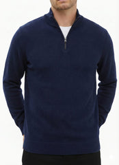 Old Money Straight Line Texture Sweet Shirt- Navy