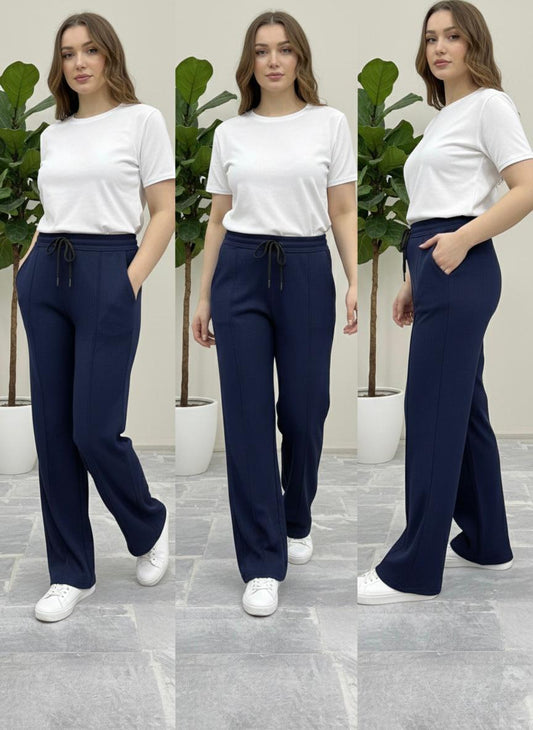 Woman Premium Trousers-Navy Blue - button & threads