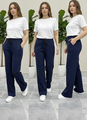 Woman Premium Trousers-Navy Blue - button & threads