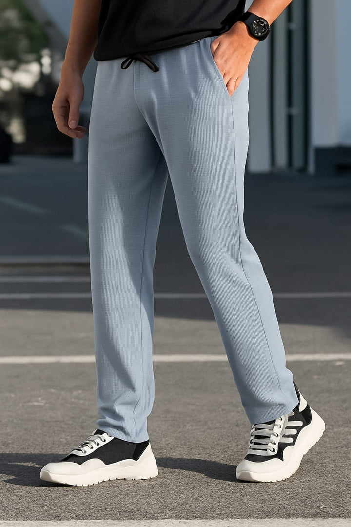 Button & Threads Men's Steel Grey Jacquard Trousers - button & threads