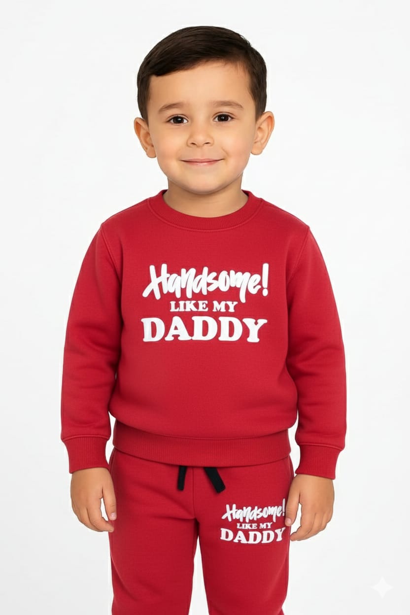 Button & Threads™ Boy/Girls Hand Some Daddy Red Track Suit - button & threads