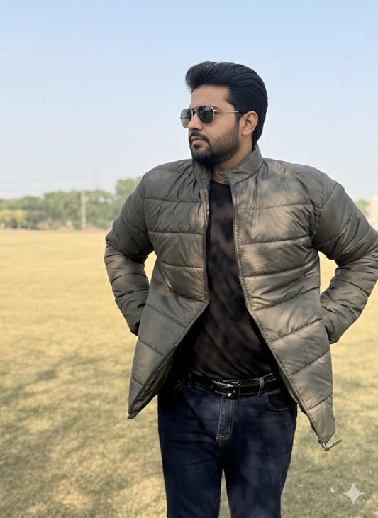 Men's Commando Green Premium Full Sleeves Puffer Jacket