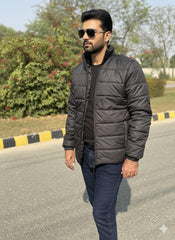 Men's Jet Black Premium Full Sleeves Puffer Jacket - button & threads