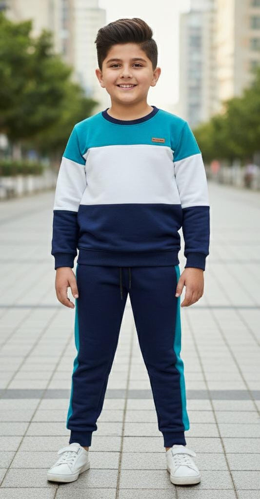 Button & Threads™ Boy/Girls Blue  Panel Track Suit