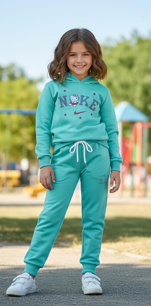 Button & Threads™ Girls Ni-ke Kitten Sea-Green Track Suit - button & threads