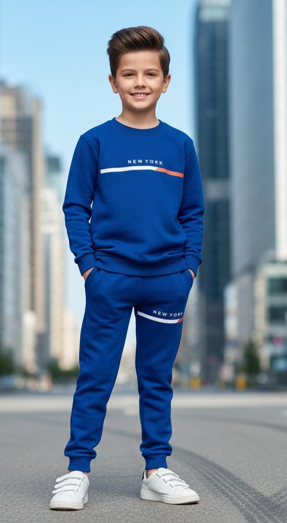 Button & Threads™ Boy/Girls New York Mid Blue Track Suit - button & threads